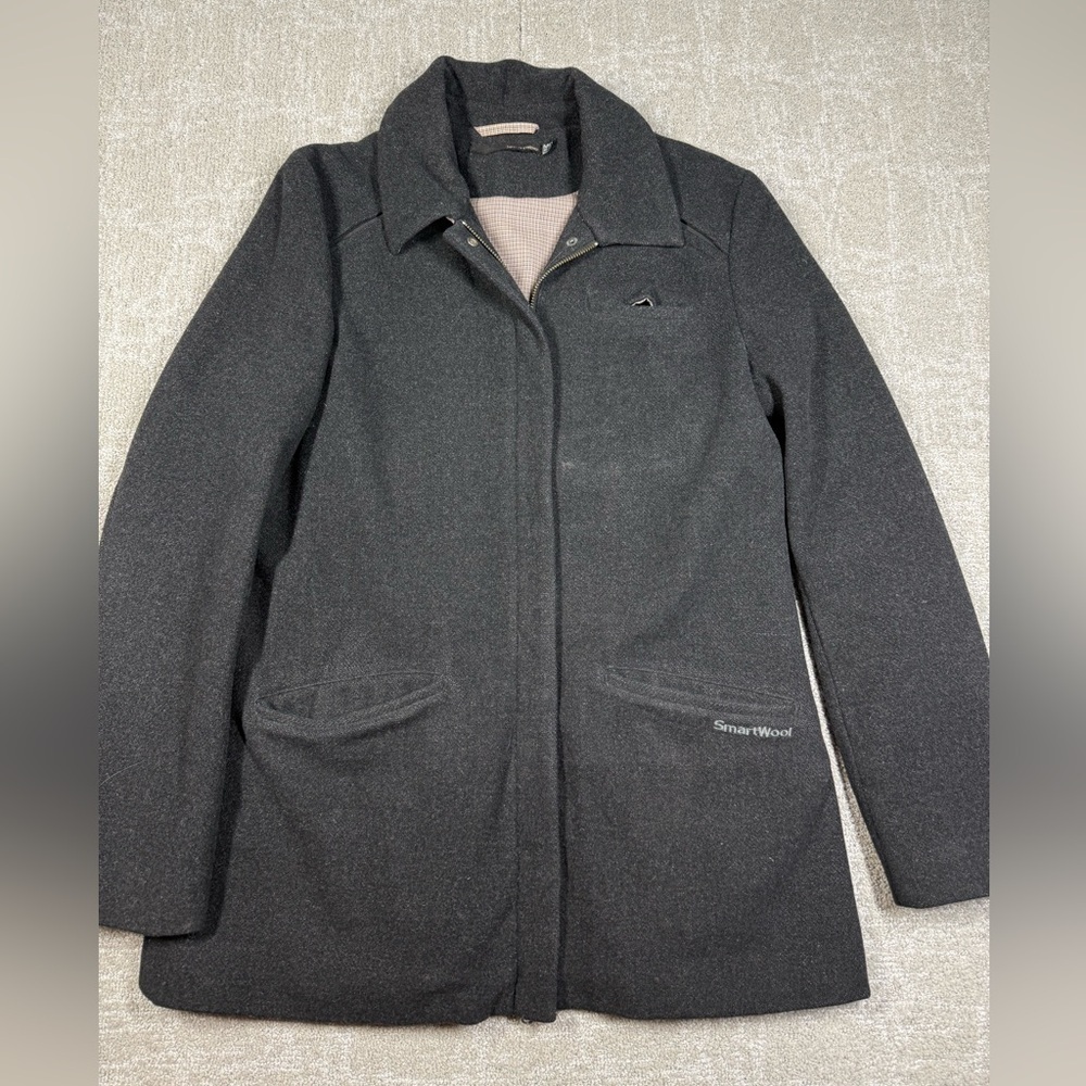 Smart wool Womens Wool Banff Full Zip Gray Black Jacket Size Medium